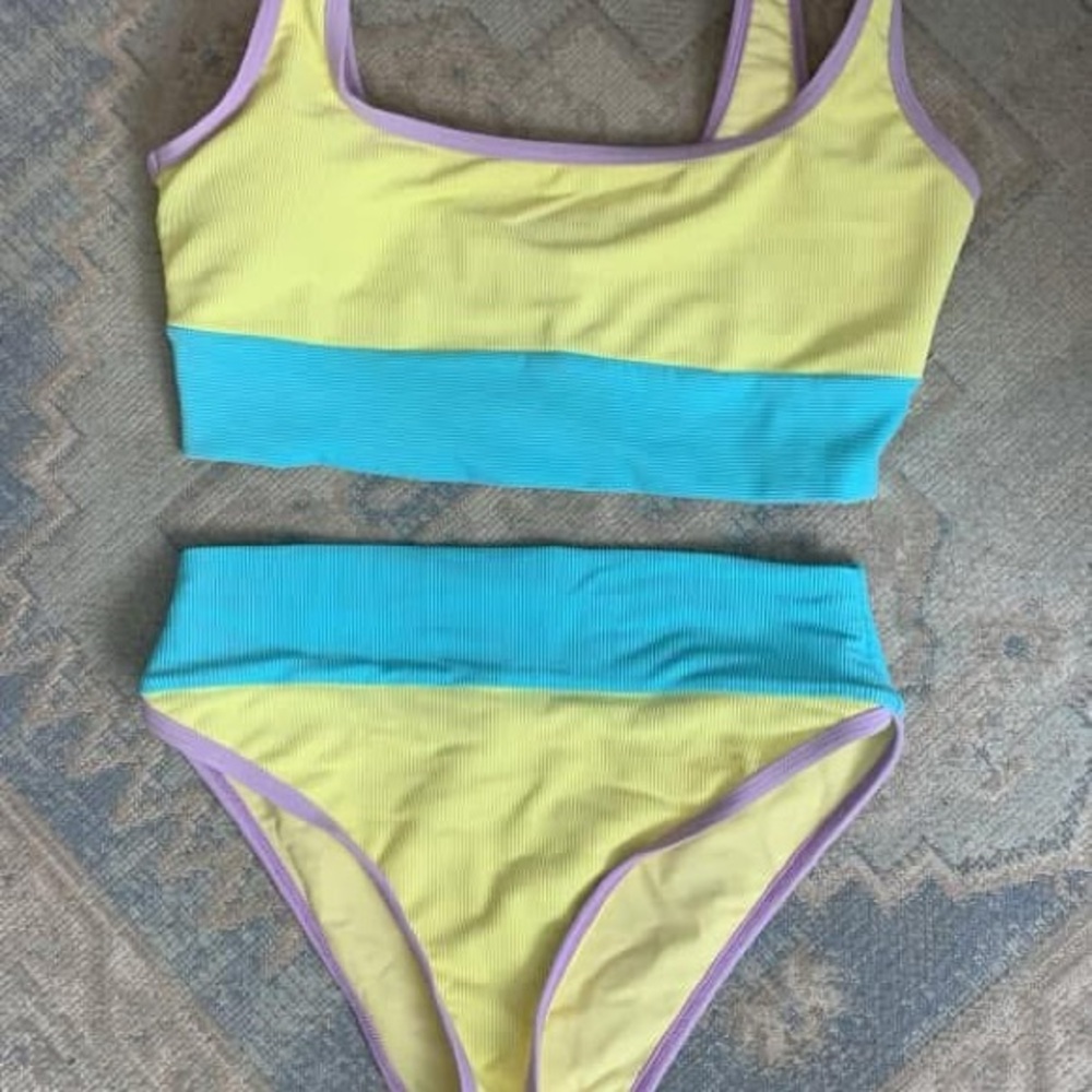 LainSnow Yellow and Blue Bikini Set
